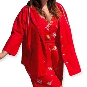 Stitch Fix x Kate Sturino Gemma Red Linen Utility Cargo Hoodie Jacket